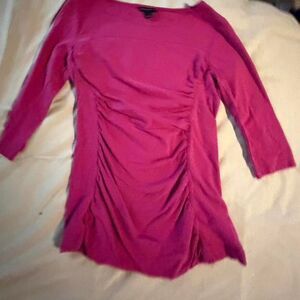 Vintage Banana Republic ruched 3/4 sleeve top in magenta pink #y2k size small